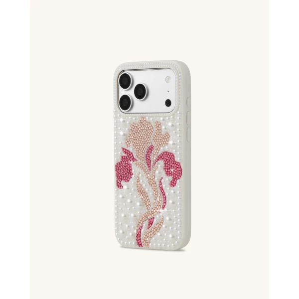 JW PEI Floral Pearl Artificial Crystal Phone Case in White | Phone Cases | Luxury Shoes 