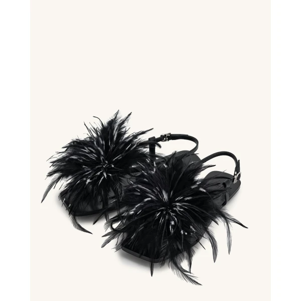 JW PEI Fluffy Flats Sandals in Black | Sandals | Luxury Shoes 