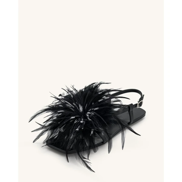JW PEI Fluffy Flats Sandals in Black | Sandals | Luxury Shoes 