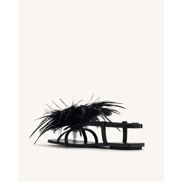 JW PEI Fluffy Flats Sandals in Black | Sandals | Luxury Shoes 