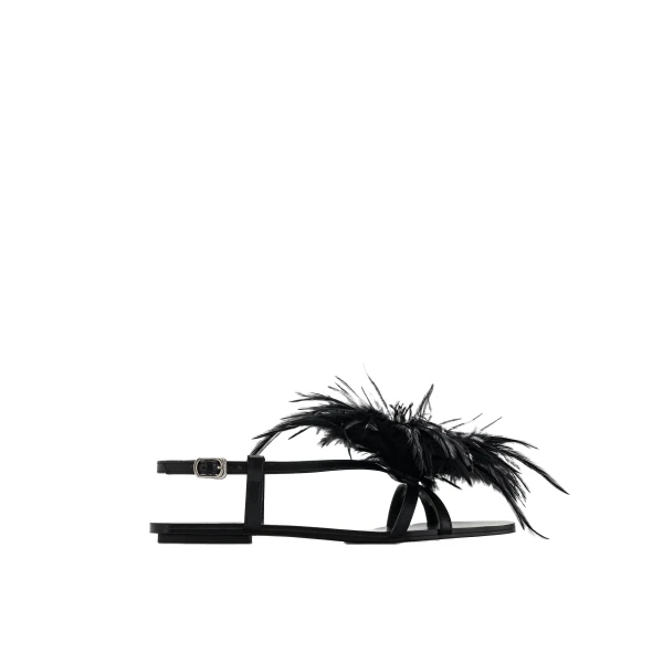 JW PEI Fluffy Flats Sandals in Black | Sandals | Luxury Shoes 