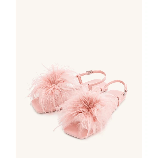 JW PEI Fluffy Flats Sandals in Pink Beige | Sandals | Luxury Shoes 