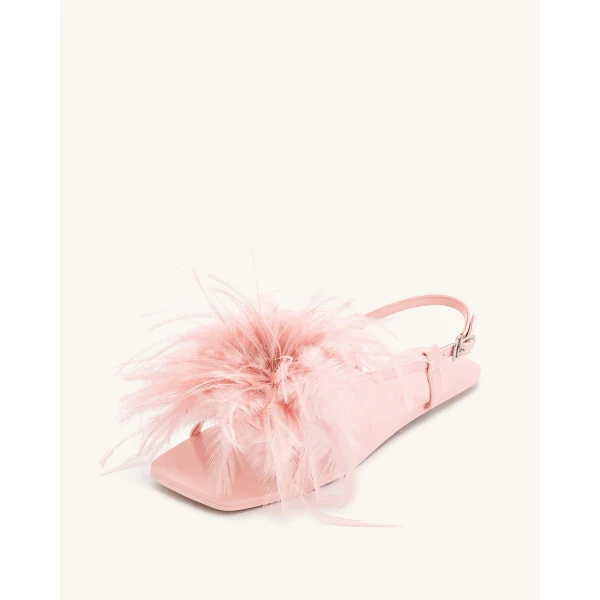 JW PEI Fluffy Flats Sandals in Pink Beige | Sandals | Luxury Shoes 