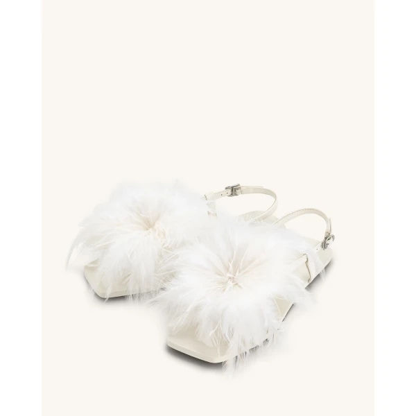 JW PEI Fluffy Flats Sandals in White | Sandals | Luxury Shoes 
