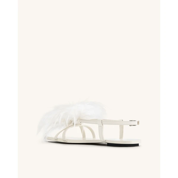 JW PEI Fluffy Flats Sandals in White | Sandals | Luxury Shoes 
