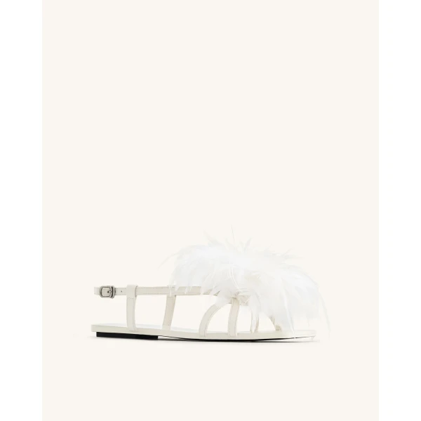 JW PEI Fluffy Flats Sandals in White | Sandals | Luxury Shoes 