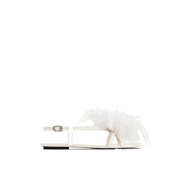 JW PEI Fluffy Flats Sandals in White | Sandals | Luxury Shoes 