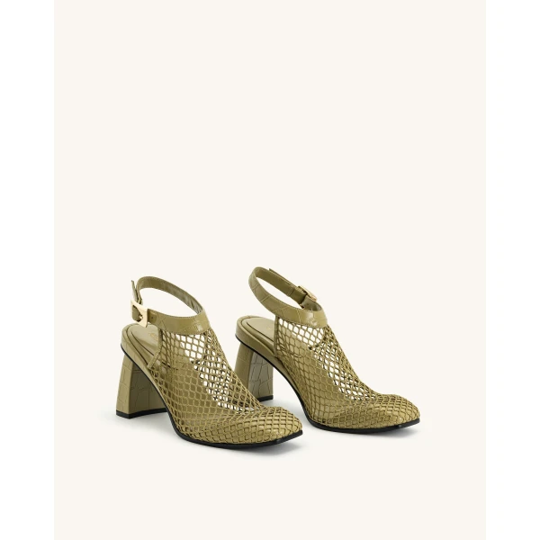 JW PEI Genesis Heeled Sandals in Olive Green | Sandals | Luxury Shoes 