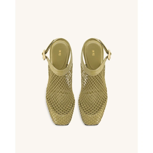 JW PEI Genesis Heeled Sandals in Olive Green | Sandals | Luxury Shoes 