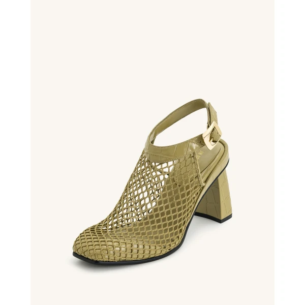 JW PEI Genesis Heeled Sandals in Olive Green | Sandals | Luxury Shoes 
