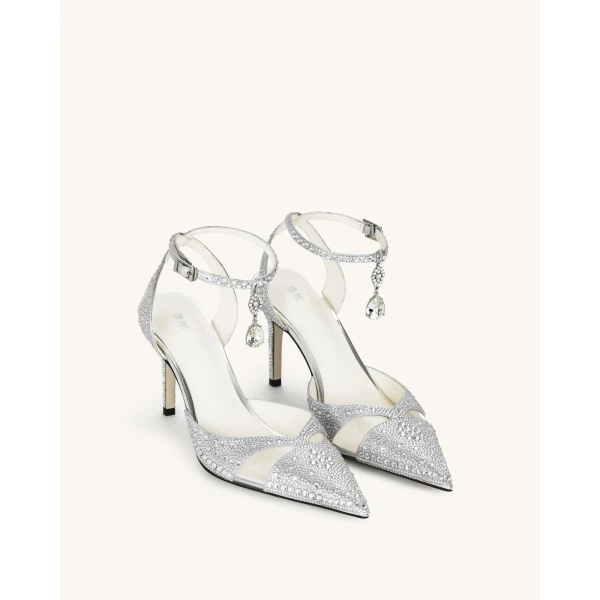 JW PEI Haidi Artificial Crystal Pumps in Silver | Heels | Luxury Shoes 