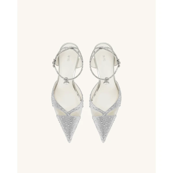 JW PEI Haidi Artificial Crystal Pumps in Silver | Heels | Luxury Shoes 