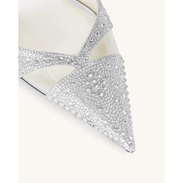 JW PEI Haidi Artificial Crystal Pumps in Silver | Heels | Luxury Shoes 