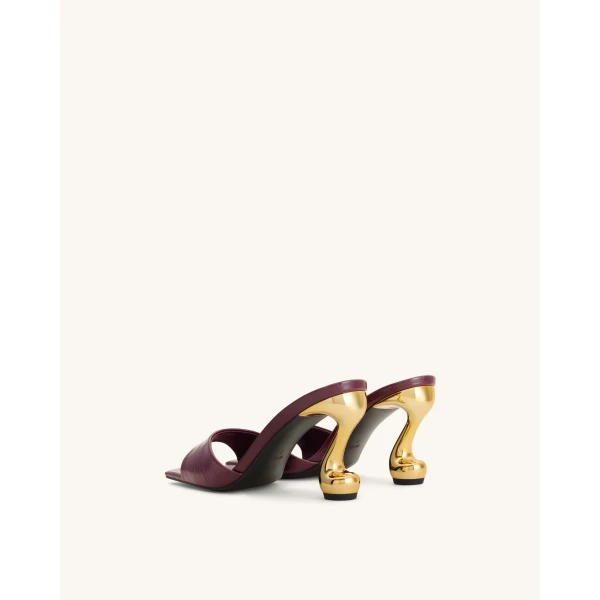 JW PEI Hannah Croc-Embossed Heel Mules in Burgundy | Mules | Luxury Shoes 