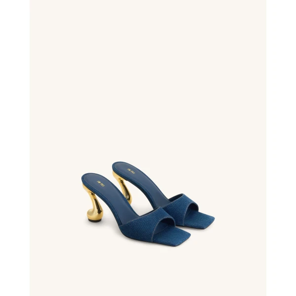 JW PEI Hannah Denim Mule Heels in Denim Blue | Mules | Luxury Shoes 