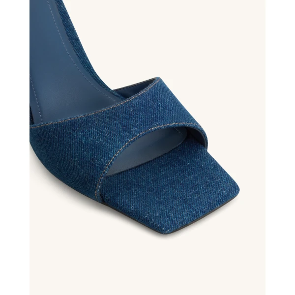 JW PEI Hannah Denim Mule Heels in Denim Blue | Mules | Luxury Shoes 