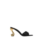 JW PEI Hannah Faux Snakeskin Heel Mules in Black | Mules | Luxury Shoes 