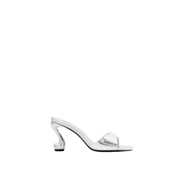 JW PEI Hannah Metallic Faux Vegan Leather Mule Heels in Silver | Mules | Luxury Shoes 