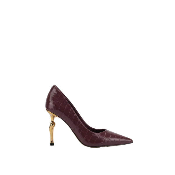 JW PEI Hazel Croc-Embossed Heels in Burgundy | Heels | Luxury Shoes 