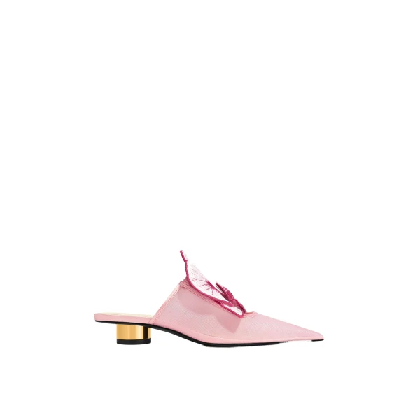 JW PEI Helena Embroidery Decoration Pierced Mules in Pink | Mules | Luxury Shoes 