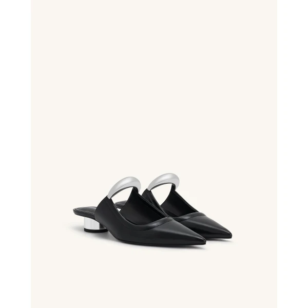 JW PEI Helena Pierced Mules in Black | Mules | Luxury Shoes 