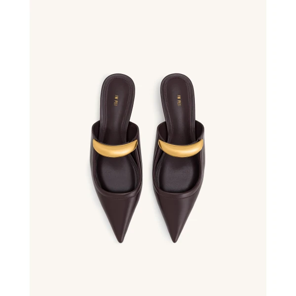 JW PEI Helena Pierced Mules in Claret Red | Mules | Luxury Shoes 