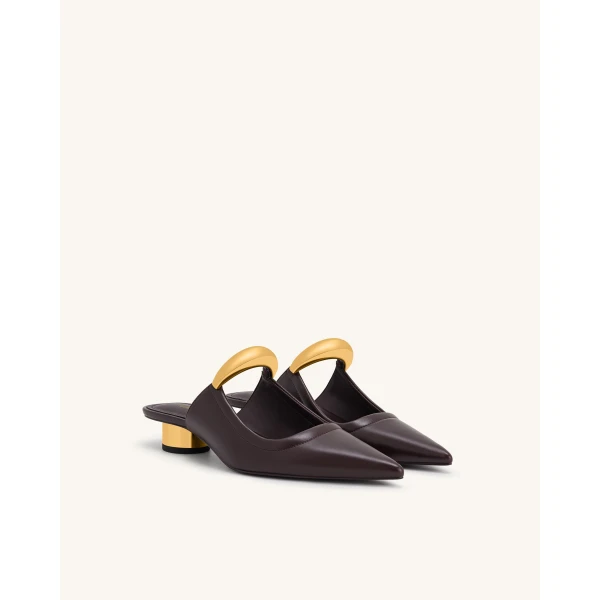 JW PEI Helena Pierced Mules in Claret Red | Mules | Luxury Shoes 