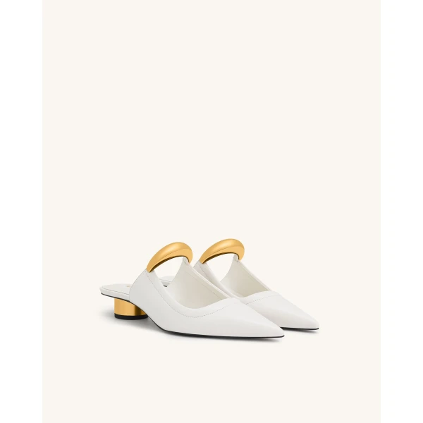 JW PEI Helena Pierced Mules in White | Mules | Luxury Shoes 