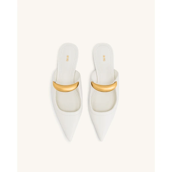 JW PEI Helena Pierced Mules in White | Mules | Luxury Shoes 