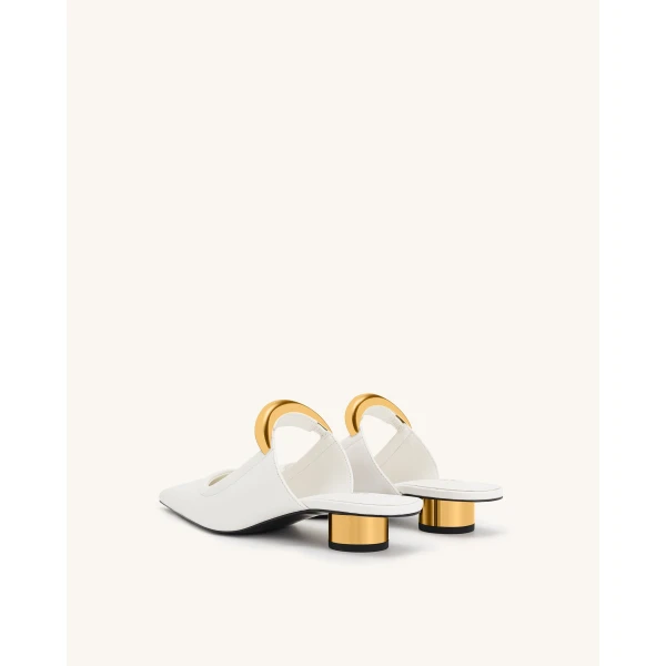 JW PEI Helena Pierced Mules in White | Mules | Luxury Shoes 