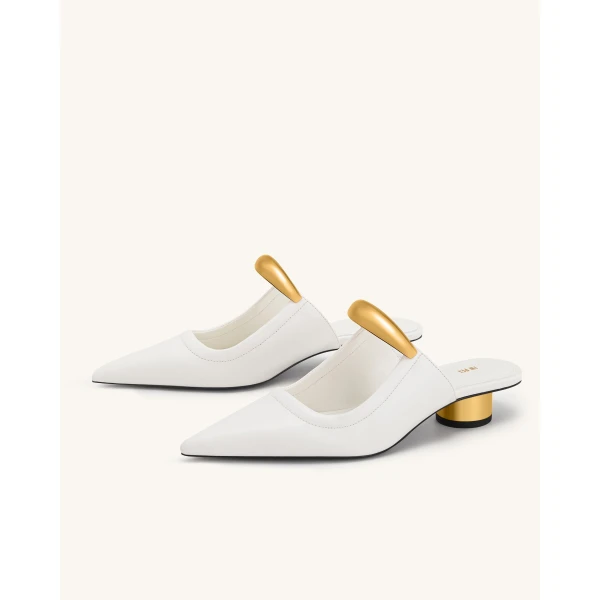 JW PEI Helena Pierced Mules in White | Mules | Luxury Shoes 
