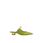 JW PEI Helena Pierced Snakeskin Mules in Green | Mules | Luxury Shoes 