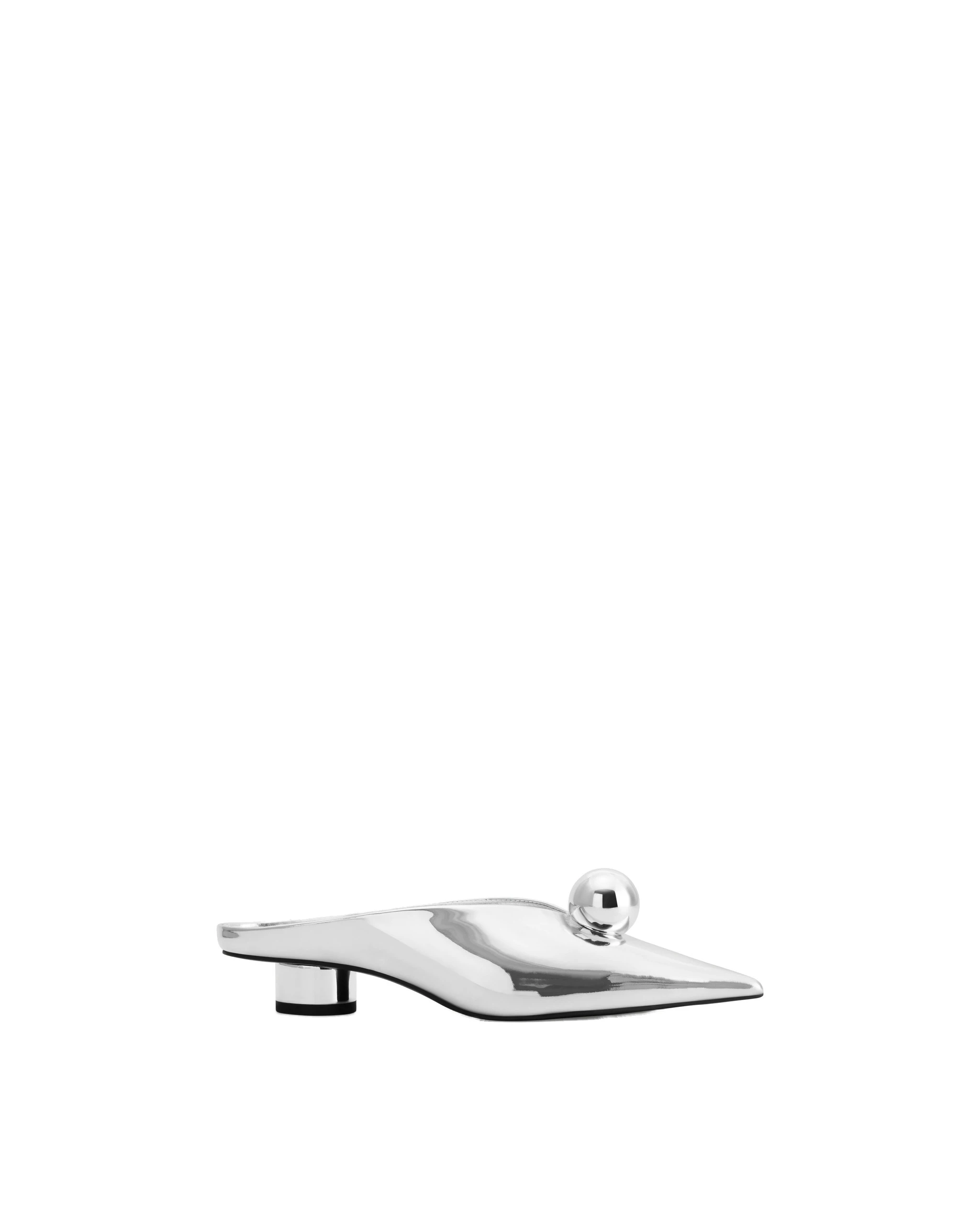 JW PEI Helena Sphere Embellished Pointed Toe Mules in Silver JW PEI Helena Sphere Embellished Pointed Toe Mules in Silver | Mules | Luxury Shoes