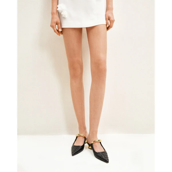 JW PEI Helena Weave Pierced Mules in Black | Mules | Luxury Shoes 