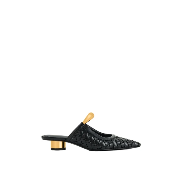 JW PEI Helena Weave Pierced Mules in Black | Mules | Luxury Shoes 