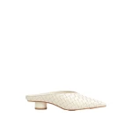 JW PEI Helena Woven Textured Pointed Toe Mules in Beige | Mules | Luxury Shoes 