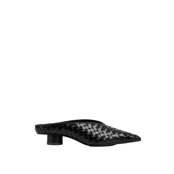 JW PEI Helena Woven Textured Pointed Toe Mules in Black | Mules | Luxury Shoes 
