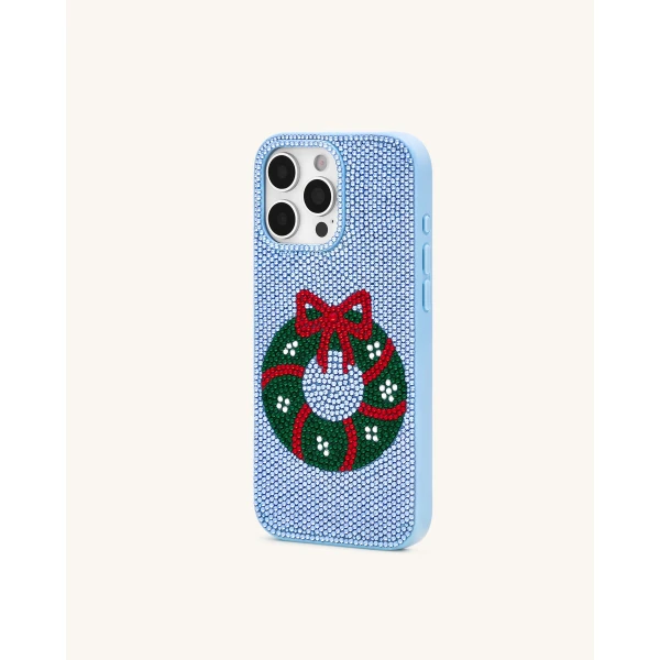 JW PEI Holiday Wreath Bling Phone Case in Light Blue | Phone Cases | Luxury Shoes 