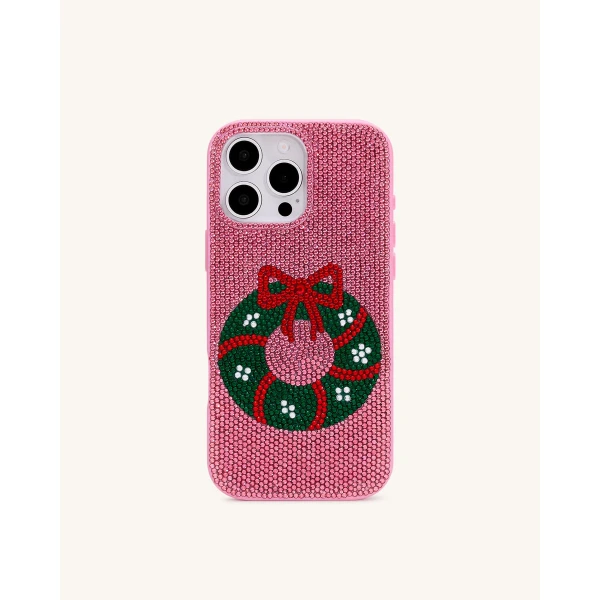 JW PEI Holiday Wreath Bling Phone Case in Pink | Phone Cases | Luxury Shoes 
