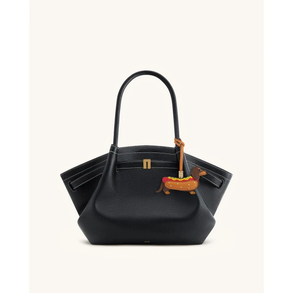 JW PEI Hot Dog Dachshund Bag Charm in Brown Multi | Bag Charms | Luxury Shoes 