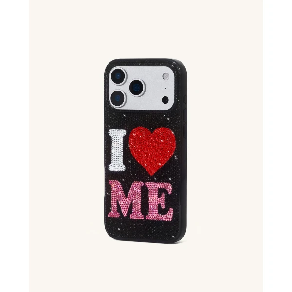 JW PEI I Love Me Artificial Crystal Phone Case in Black | Phone Cases | Luxury Shoes 