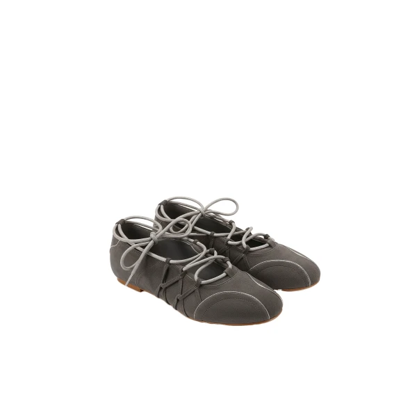 JW PEI Iria Lace-Up Ballet Flats in Dark Grey | Flats | Luxury Shoes 