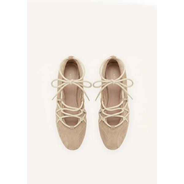 JW PEI Iria Lace-Up Ballet Flats in Light Brown | Flats | Luxury Shoes 