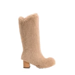 JW PEI Isabella Slouchy Faux Fur Boots in Beige | Boots | Luxury Shoes 