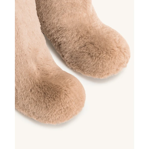 JW PEI Isabella Slouchy Faux Fur Boots in Beige | Boots | Luxury Shoes 