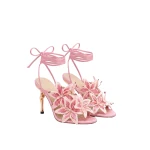 JW PEI Isadora Lily Floral Lace-Up Stiletto Sandals in Pink | Sandals | Luxury Shoes 
