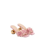 JW PEI Isadora Lily Floral Sculptural-Heel Mules in Pink | Mules | Luxury Shoes 