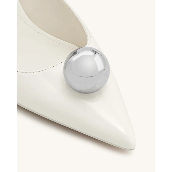 JW PEI Jewel Buckle Kitten Heels Pumps in White | Heels | Luxury Shoes 