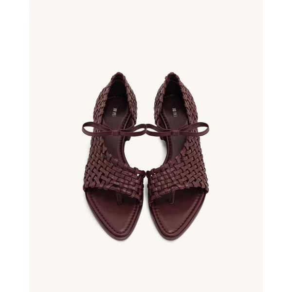 JW PEI Jocelyn Weave Strap Flip-flops in Claret Red | Sandals | Luxury Shoes 