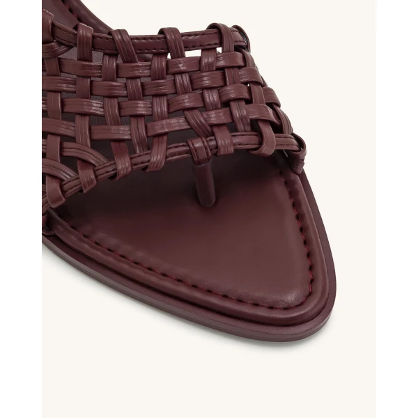 JW PEI Jocelyn Weave Strap Flip-flops in Claret Red | Sandals | Luxury Shoes 